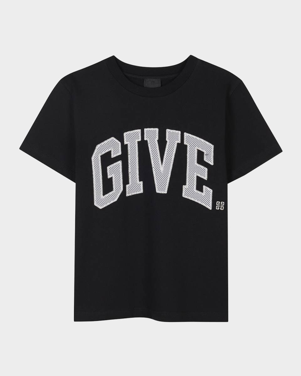 Boy's Embroidered Wrap Around Logo-Print T-Shirt, Size 8-14